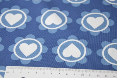 Jersey | Retro Hearts Herzen Kreise Blumen | jeansblau